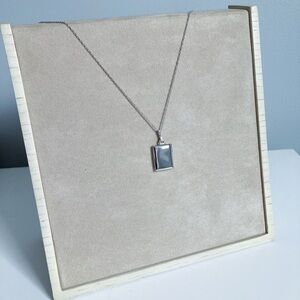Sterling Silver 925 Rectangular Locket and Chain Necklace